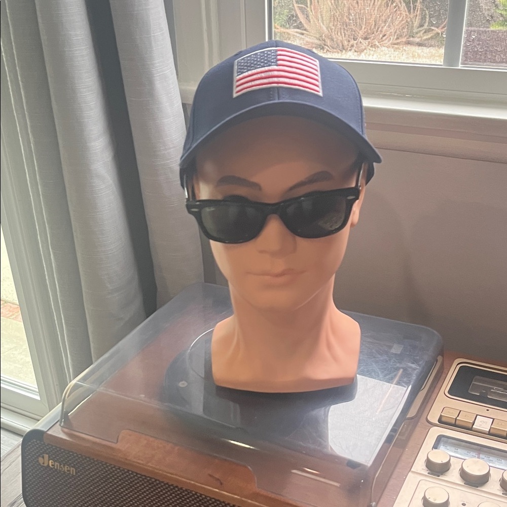 Navy Cap with American Flag Patch